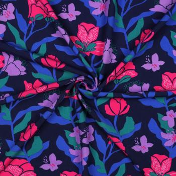 Viskose "Amira Floral" von Nerida Hansen in Navy
